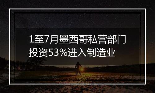 1至7月墨西哥私营部门投资53%进入制造业