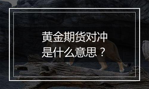 黄金期货对冲是什么意思？