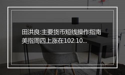 田洪良:主要货币短线操作指南 美指周四上涨在102.10之下遇阻