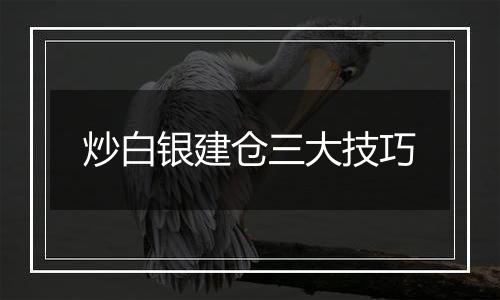 炒白银建仓三大技巧