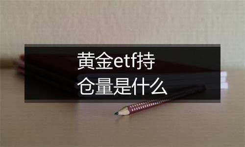 黄金etf持仓量是什么