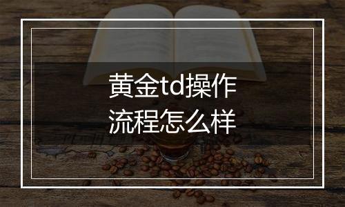 黄金td操作流程怎么样