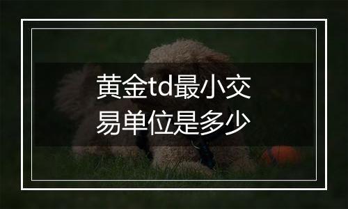 黄金td最小交易单位是多少