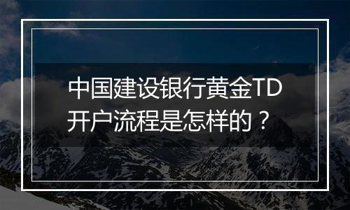 中国建设银行黄金TD开户流程是怎样的？