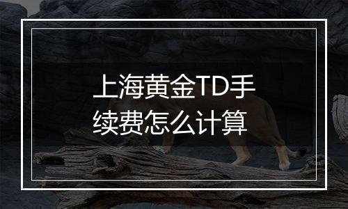 上海黄金TD手续费怎么计算