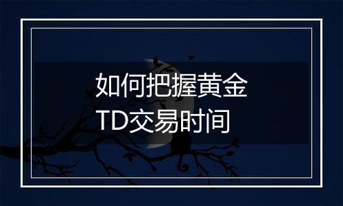 如何把握黄金TD交易时间