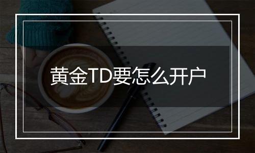 黄金TD要怎么开户