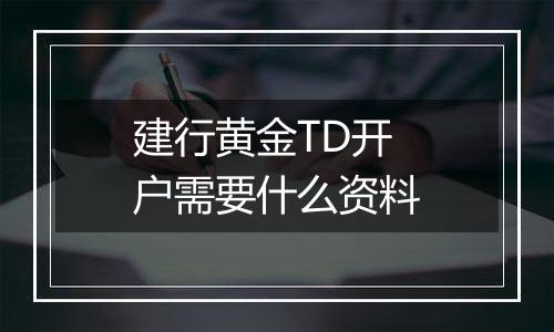 建行黄金TD开户需要什么资料