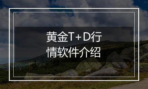 黄金T+D行情软件介绍