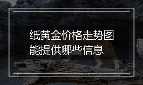 纸黄金价格走势图能提供哪些信息