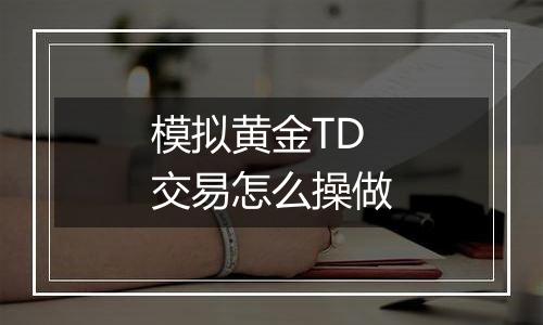 模拟黄金TD交易怎么操做