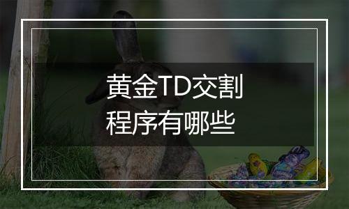 黄金TD交割程序有哪些