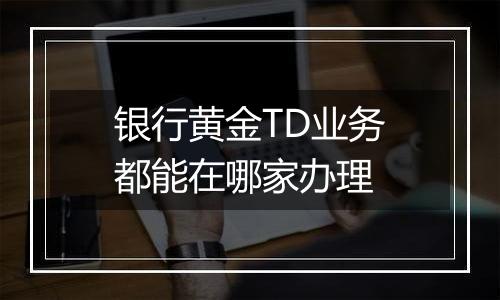 银行黄金TD业务都能在哪家办理