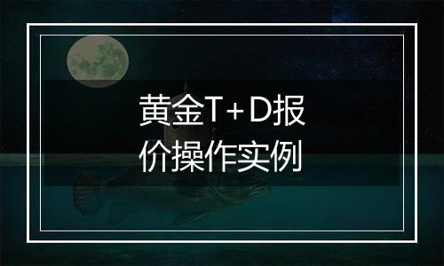 黄金T+D报价操作实例