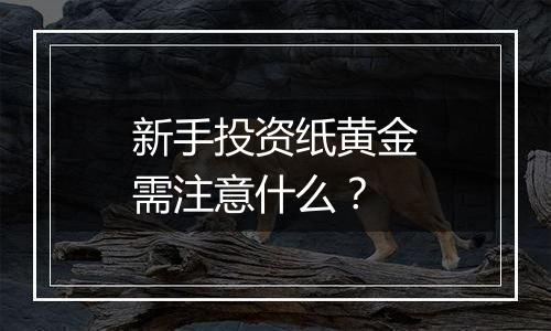 新手投资纸黄金需注意什么？