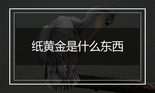 纸黄金是什么东西