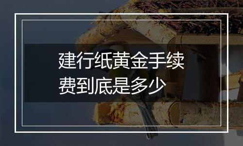 建行纸黄金手续费到底是多少