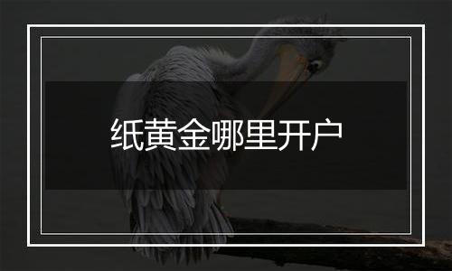 纸黄金哪里开户