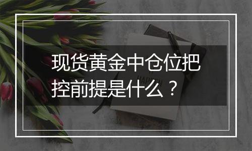 现货黄金中仓位把控前提是什么？