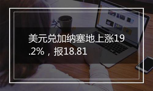 美元兑加纳塞地上涨19.2%，报18.81