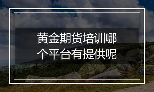 黄金期货培训哪个平台有提供呢