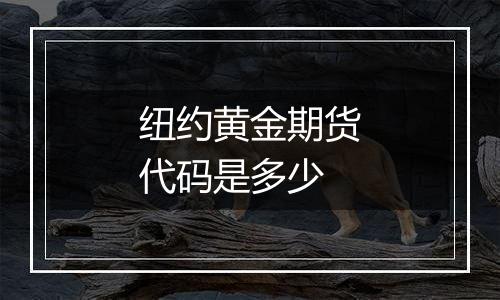 纽约黄金期货代码是多少