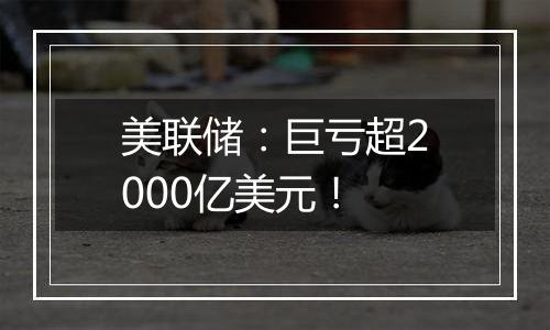 美联储：巨亏超2000亿美元！