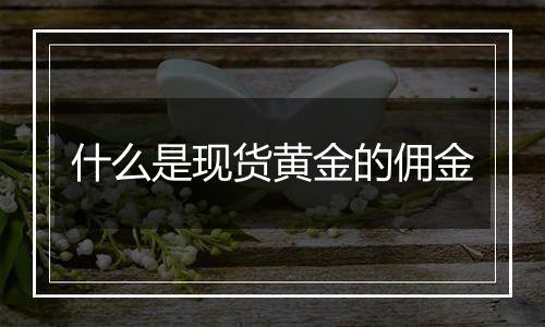 什么是现货黄金的佣金