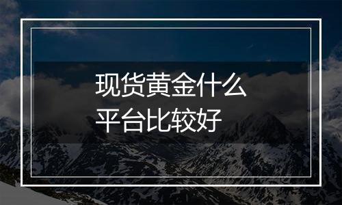 现货黄金什么平台比较好