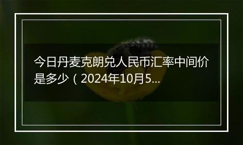 今日丹麦克朗兑人民币汇率中间价是多少（2024年10月5日）