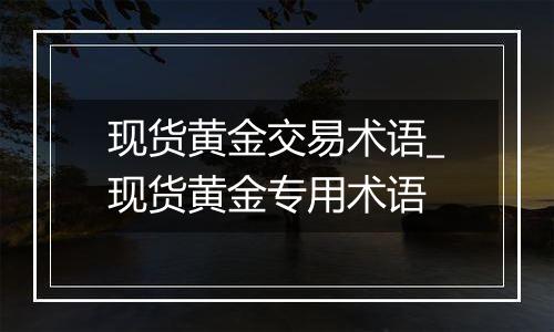 现货黄金交易术语_现货黄金专用术语