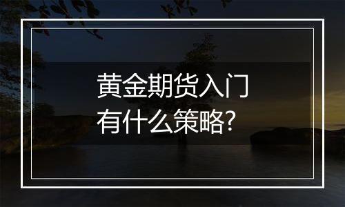 黄金期货入门有什么策略?