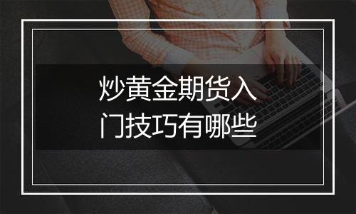 炒黄金期货入门技巧有哪些