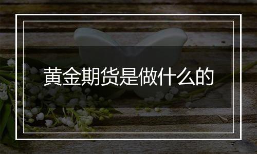 黄金期货是做什么的