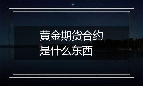 黄金期货合约是什么东西