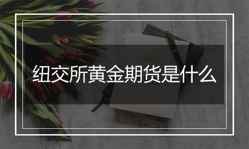 纽交所黄金期货是什么