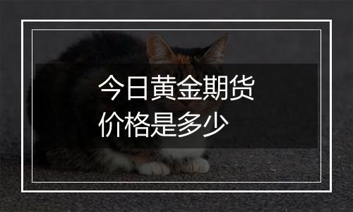 今日黄金期货价格是多少