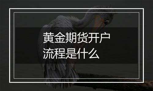 黄金期货开户流程是什么