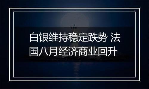 白银维持稳定跌势 法国八月经济商业回升