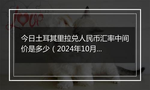 今日土耳其里拉兑人民币汇率中间价是多少（2024年10月6日）