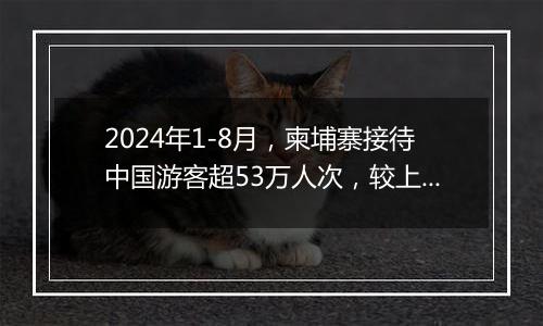 2024年1-8月，柬埔寨接待中国游客超53万人次，较上年同期增长48%。