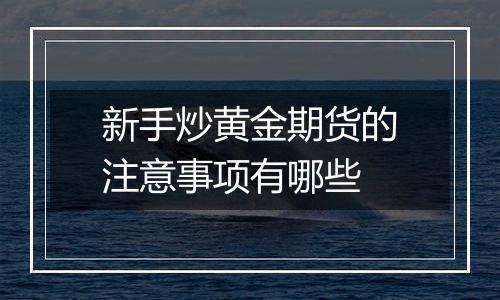 新手炒黄金期货的注意事项有哪些