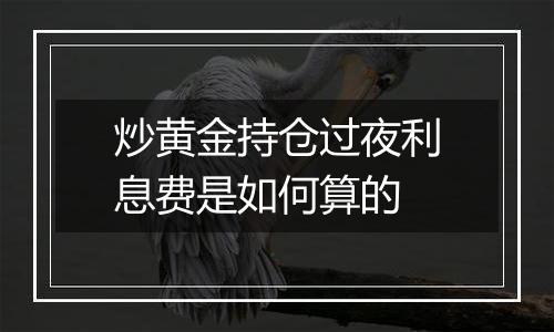 炒黄金持仓过夜利息费是如何算的