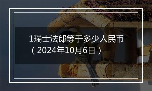 1瑞士法郎等于多少人民币（2024年10月6日）