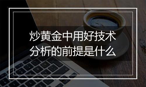 炒黄金中用好技术分析的前提是什么