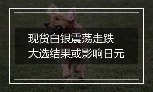 现货白银震荡走跌 大选结果或影响日元