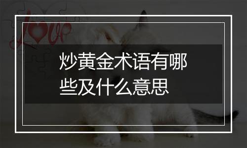 炒黄金术语有哪些及什么意思