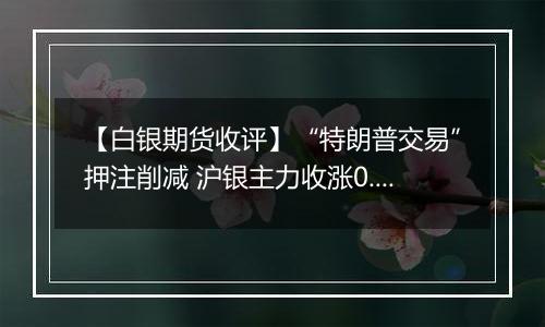 【白银期货收评】“特朗普交易”押注削减 沪银主力收涨0.24%