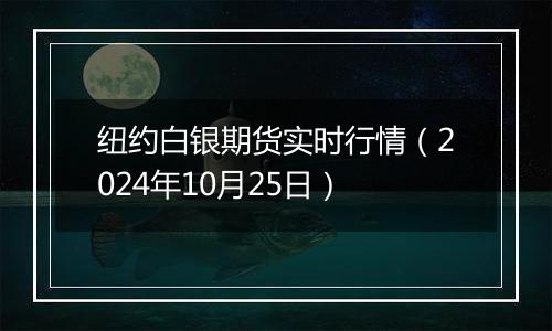 纽约白银期货实时行情（2024年10月25日）