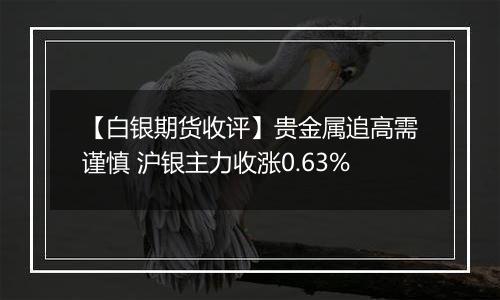 【白银期货收评】贵金属追高需谨慎 沪银主力收涨0.63%